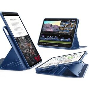 iPad Pro 11 Inch Case (M5/M4) 2025/2024 Rotating Case Removable Blue 9 Angle